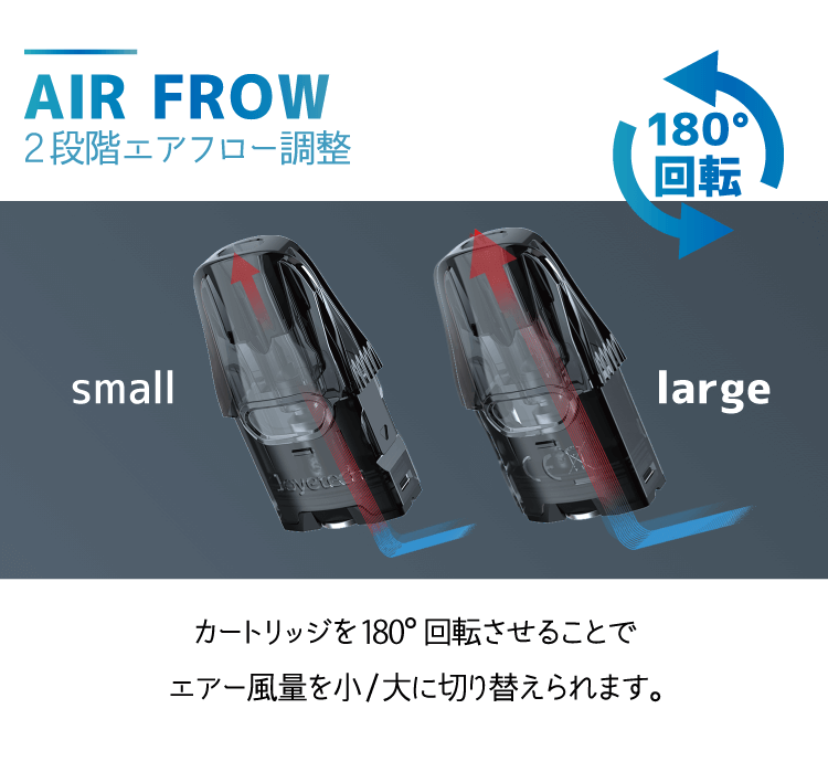 お知らせバイブ機能「カートリッジ取り付け時やコイル保護作動、バッテリー残量が少なくなるとデバイスが振動してお知らせします。」