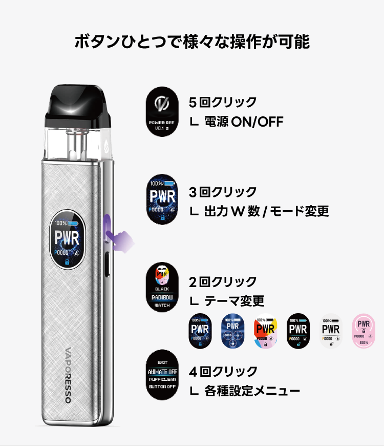 ボタンひとつで様々な操作が可能