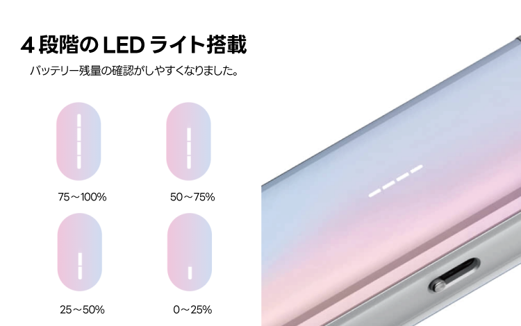 4 段階のLEDライト搭載