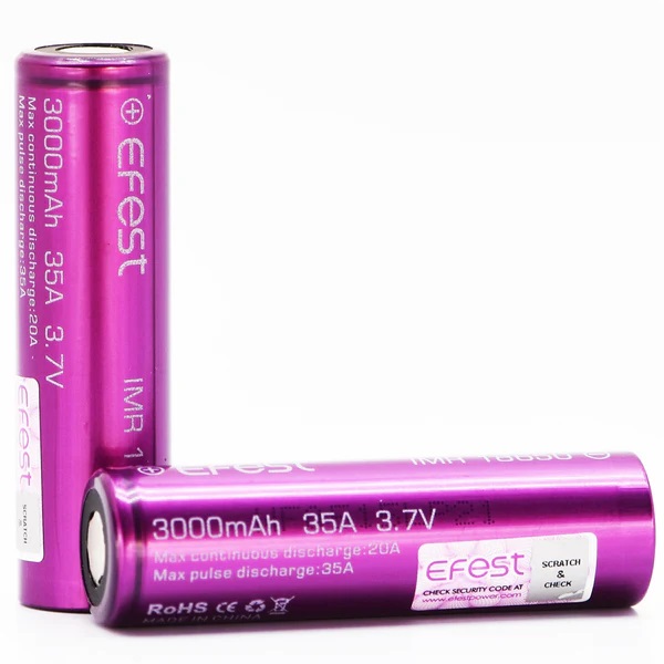 EFEST IMR18650充電池 3000mAh 35A（1個）