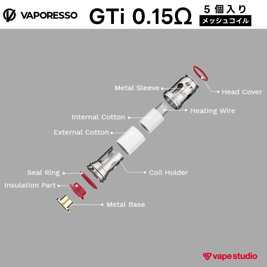 【GEN MAX 対応】VAPORESSO GTiコイル 0.15ohm |5個入り