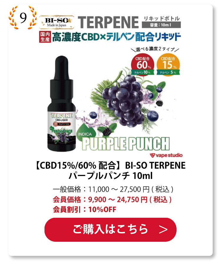 BI-SO TERPENE(テルペン) Purple Punch パープルパンチ 10ml　15%~60%