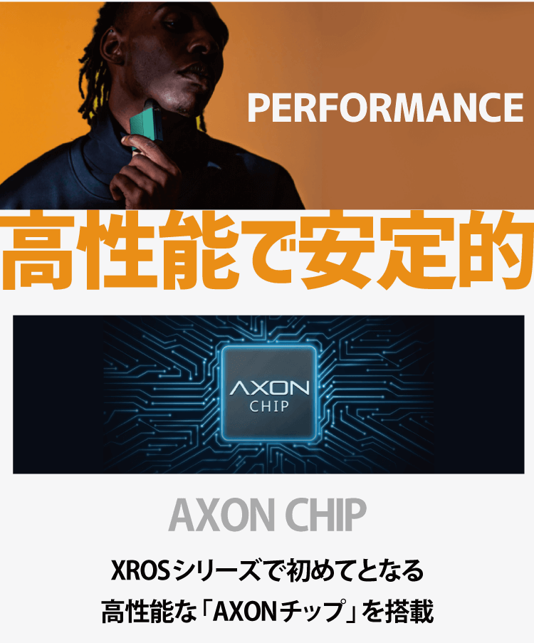 PERFORMANCE　高性能で安定的　AXON CHIP「XROSシリーズで初めてとなる高性能な「AXONチップ」を搭載」