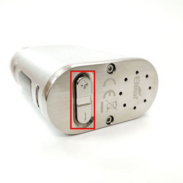 バッテリー裏面の＋－ボタンを押し、Wattageモードに設定